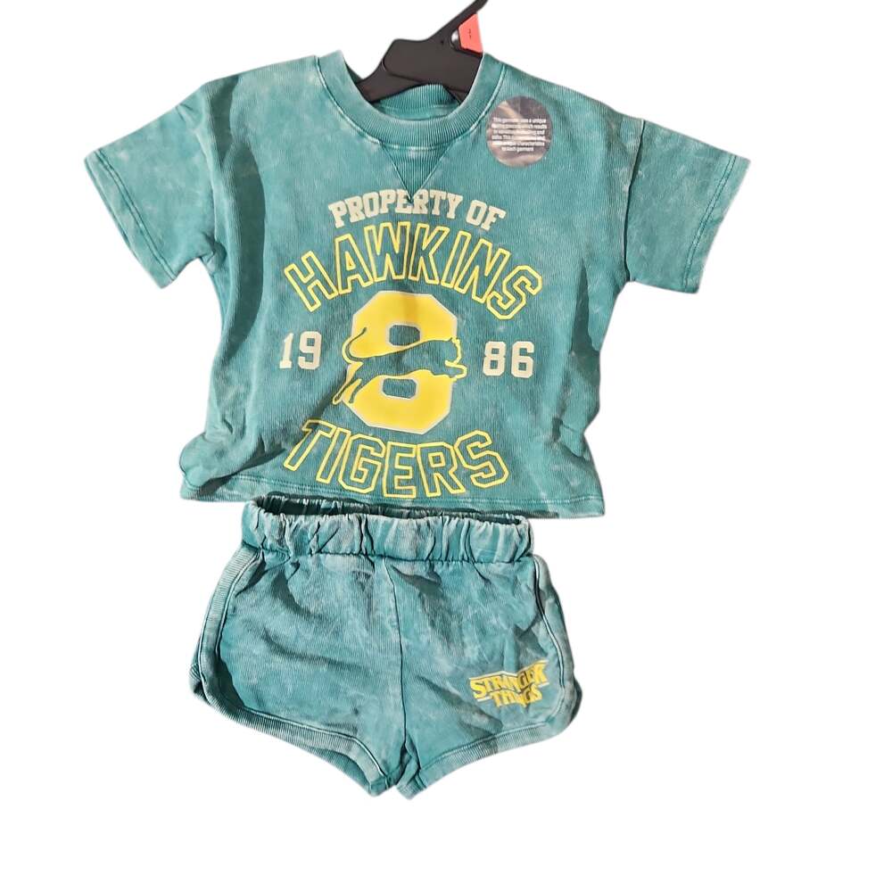 Stranger Things Toddler Girls Hawkins Tigers Washed Graphic T-Shirt and Shorts 2